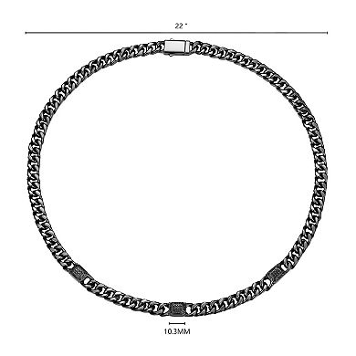 Classic Treasures Gunmetal Plated Sterling Silver Genuine Black Sapphire Link Necklace