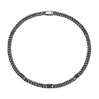 Classic Treasures Gunmetal Plated Sterling Silver Genuine Black Sapphire Link Necklace