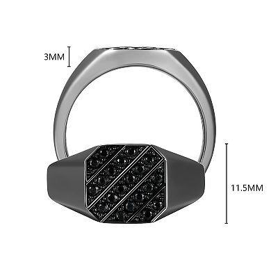 Gunmetal Plated Sterling Silver Genuine Black Sapphire Ring
