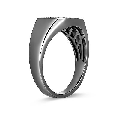 Gunmetal Plated Sterling Silver Genuine Black Sapphire Ring