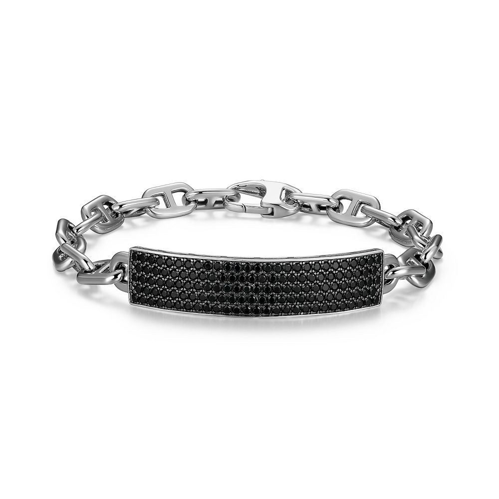 Blackinton Sterling Silver スライドバックル Classic Treasures Men's Gunmetal Sterling Silver Black Spinel Bracelet