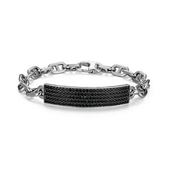 Classic Treasures Men's Gunmetal Sterling Silver Black Spinel Bracelet