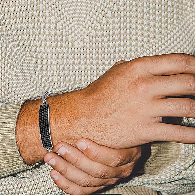 Classic Treasures Men's Gunmetal Sterling Silver Black Spinel Bracelet