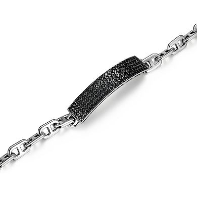 Classic Treasures Men's Gunmetal Sterling Silver Black Spinel Bracelet