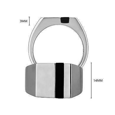 Classic Treasures Men's Sterling Silver Black Agate Stripe Ring