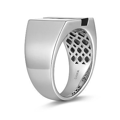 Classic Treasures Men's Sterling Silver Black Agate Stripe Ring