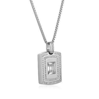 Pendentif Dog Tag Homme/Femme En Argent Sterling 925 - Bling CZ - Modèle ICY - SP56