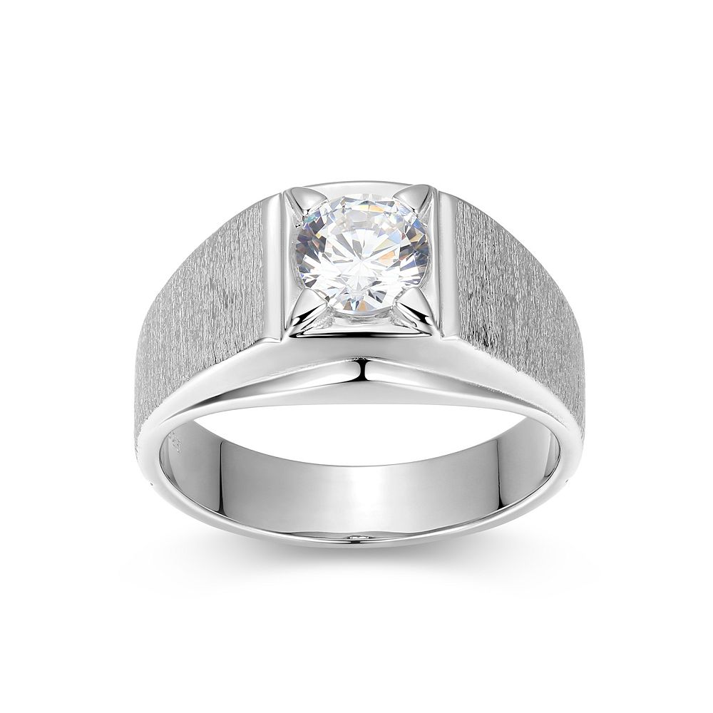 Classic Treasures Men's Sterling Silver Cubic Zirconia Solitaire Ring