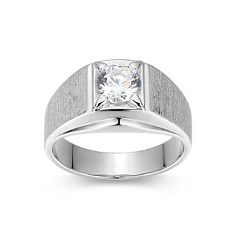 Classic Treasures Men's Sterling Silver Cubic Zirconia Solitaire Ring