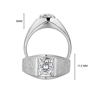 Classic Treasures Men's Sterling Silver Cubic Zirconia Solitaire Ring