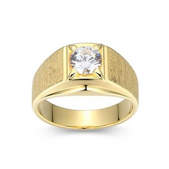 Classic Treasures Men's 18k Gold Over Silver Cubic Zirconia Ring