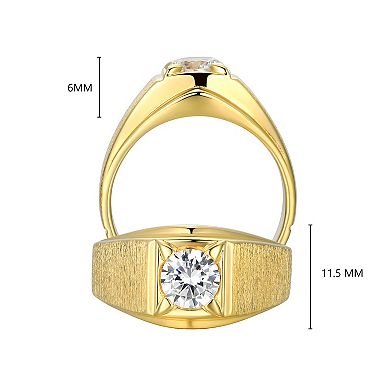 Classic Treasures Men's 18k Gold Over Silver Cubic Zirconia Ring
