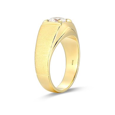 Classic Treasures Men's 18k Gold Over Silver Cubic Zirconia Ring