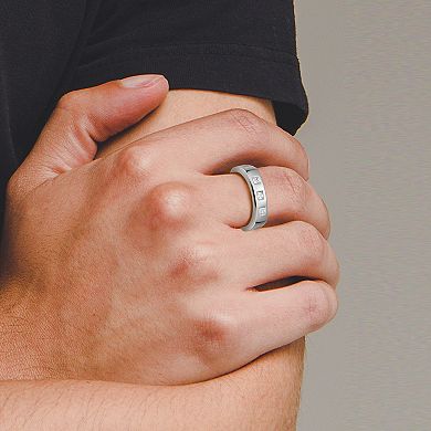 Classic Treasures Men's Sterling Silver Cubic Zirconia Square Band Ring