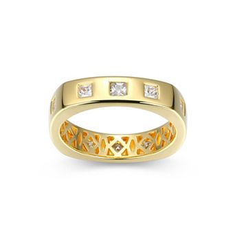 Classic Treasures Men's 18k Gold Over Silver Cubic Zirconia Band Ring