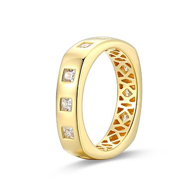 Classic Treasures Men's 18k Gold Over Silver Cubic Zirconia Band Ring