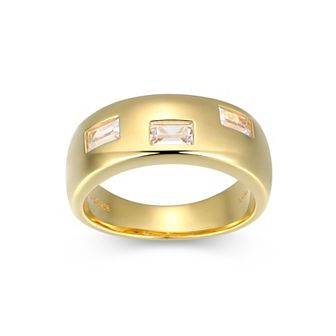 Classic Treasures Men's 18k Gold Over Silver 3-Stone Cubic Zirconia Band Ring