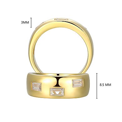 Classic Treasures Men's 18k Gold Over Silver 3-Stone Cubic Zirconia Band Ring