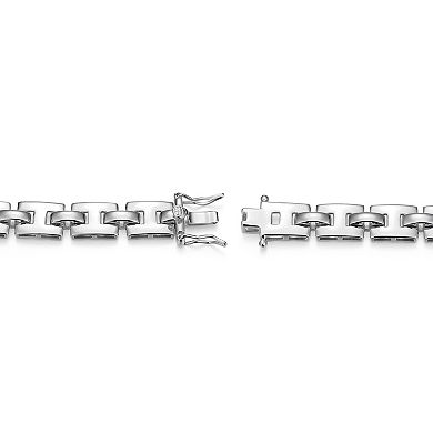 Classic Treasures Men's Sterling Silver Pave Cubic Zirconia ID Link Bracelet