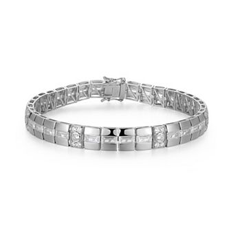 Classic Treasures Men's Sterling Silver Cubic Zirconia Bracelet