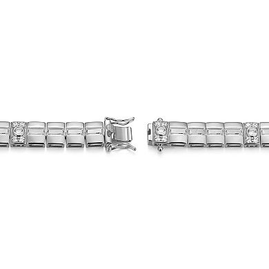 Classic Treasures Men's Sterling Silver Cubic Zirconia Bracelet