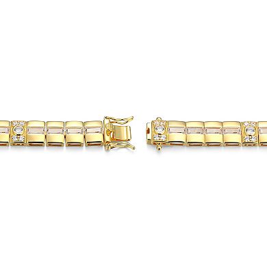 Classic Treasures Men's 18k Gold Over Silver Cubic Zirconia Bracelet