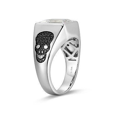 Classic Treasures Men's Gunmetal Sterling Silver Pavé Black Cubic Zirconia Ring