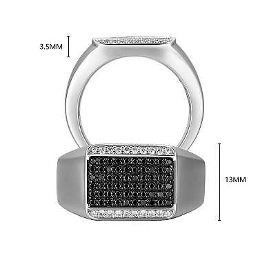 Classic Treasures Men's Gunmetal Sterling Silver Black & White Cubic Zirconia Ring