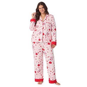 Plus Size Beauty Sleep Social Valentina Long Sleeve Notch Pajama Top & Pajama Pants Set