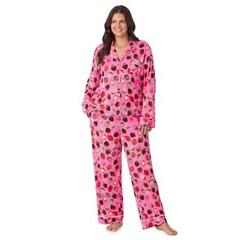 Plus Size Beauty Sleep Social Valentina Long Sleeve Notch Pajama Top & Pajama Pants Set