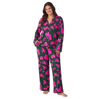 Plus Size Beauty Sleep Social Valentina Long Sleeve Notch Pajama Top & Pajama Pants Set