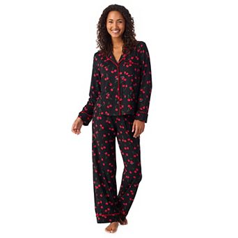 Women's Beauty Sleep Social Valentina Long Sleeve Notch Pajama Top & Pajama Pants Set