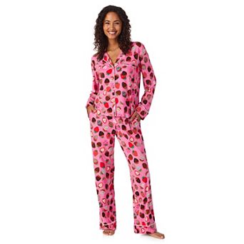 Women's Beauty Sleep Social Valentina Long Sleeve Notch Pajama Top & Pajama Pants Set