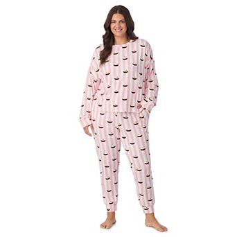 Plus Size Beauty Sleep Social Madison Long Sleeve Pajama Top & Pajama Joggers Set