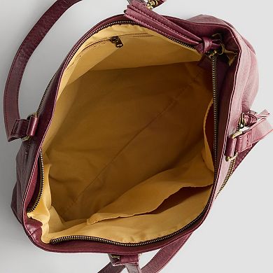 tone Mountain Stone River Leather Zipper Closure Tote Bag