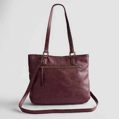 tone Mountain Stone River Leather Zipper Closure Tote Bag