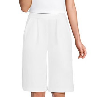 Women's Lands' End High Rise Pleated 12 in Bermuda Shorts