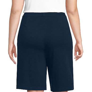 Women's Plus Size Lands' End High Rise 12-in. Pleated Bermuda Shorts