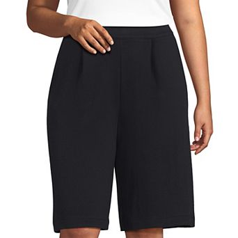 Plus Size Lands' End High Rise 12 in Pleated Bermuda Shorts