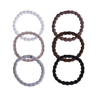 Emberly Textured Elastic Stretch Hair Ties 6 pk