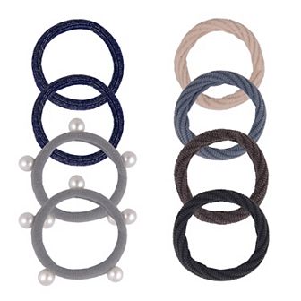 Emberly 8 pk Fabric Pony O's With Pearl Accents