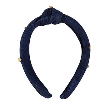 Emberly Denim Top Knot Headband with Gold Accents