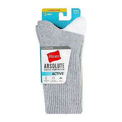 Women's Hanes® 5-Pack Ultimate Absolute Active Crew Socks HWUAL5