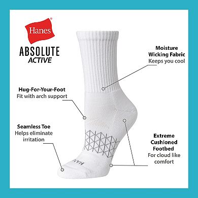 Women's Hanes® 5-Pack Ultimate Absolute Active Crew Socks HWUAL5