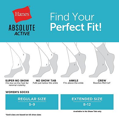 Women's Hanes® 4+1 Bonus Pack No-Show Socks with Tab, Ultimate Absolute Active Socks