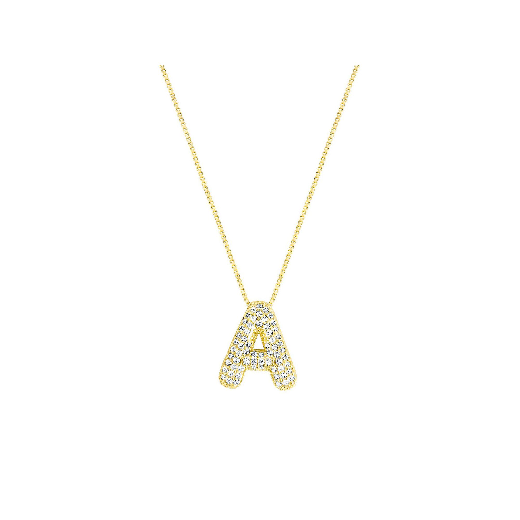 Adornia 14k Gold Plated Pave Bubble Letter Necklace, Womens, Size: 18