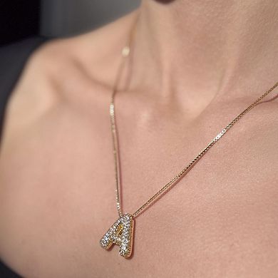 Adornia 14k Gold Plated Pave Bubble Letter Necklace