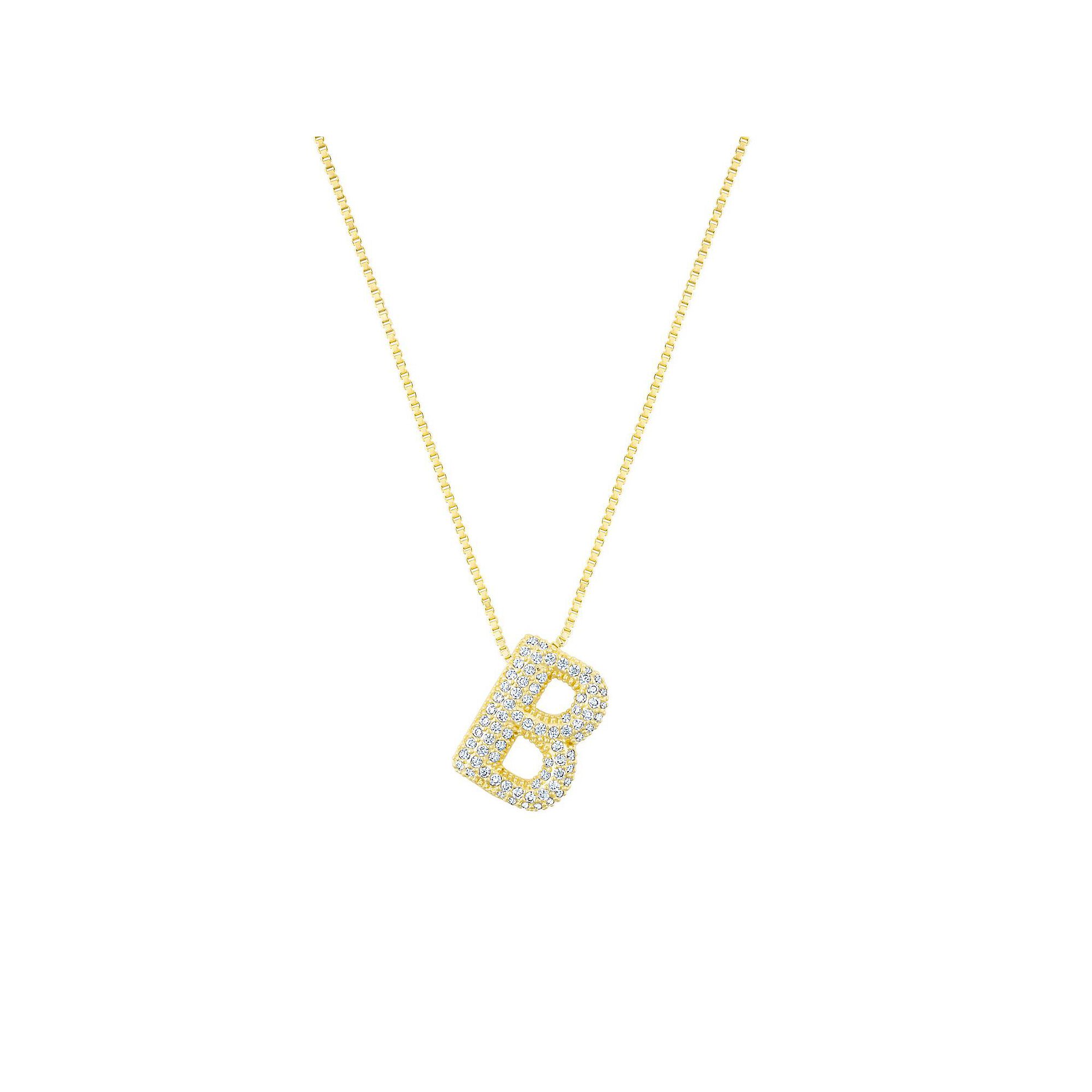 Adornia 14k Gold Plated Pave Bubble Letter Necklace, Womens, Size: 18
