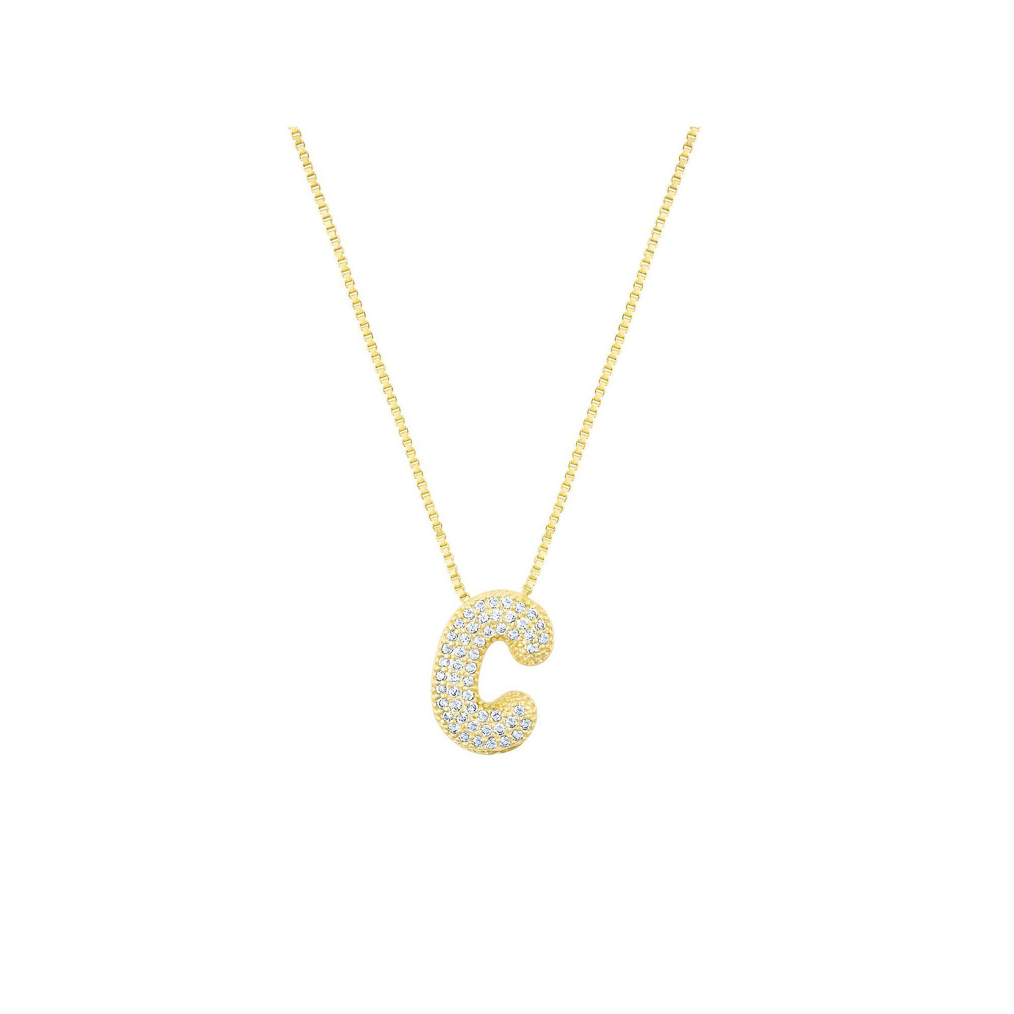 Adornia 14k Gold Plated Pave Bubble Letter Necklace, Womens, Size: 18