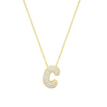 Adornia 14k Gold Plated Pave Bubble Letter Necklace